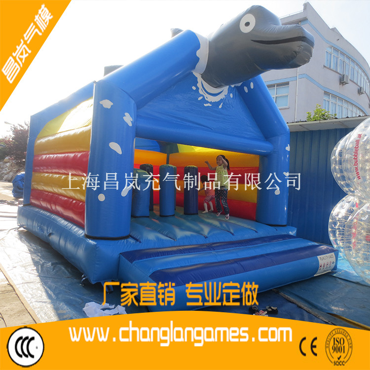 廠家直銷充氣城堡海獅海狗海豹鯊魚(yú)帶頂蹦蹦床兒童充氣堡定做