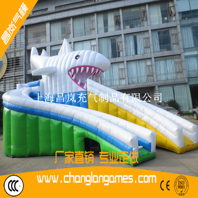 廠家直銷充氣大滑梯鯊魚(yú)水滑梯氣模定做上海出口品質(zhì) inflatable water slide shark giant slide
